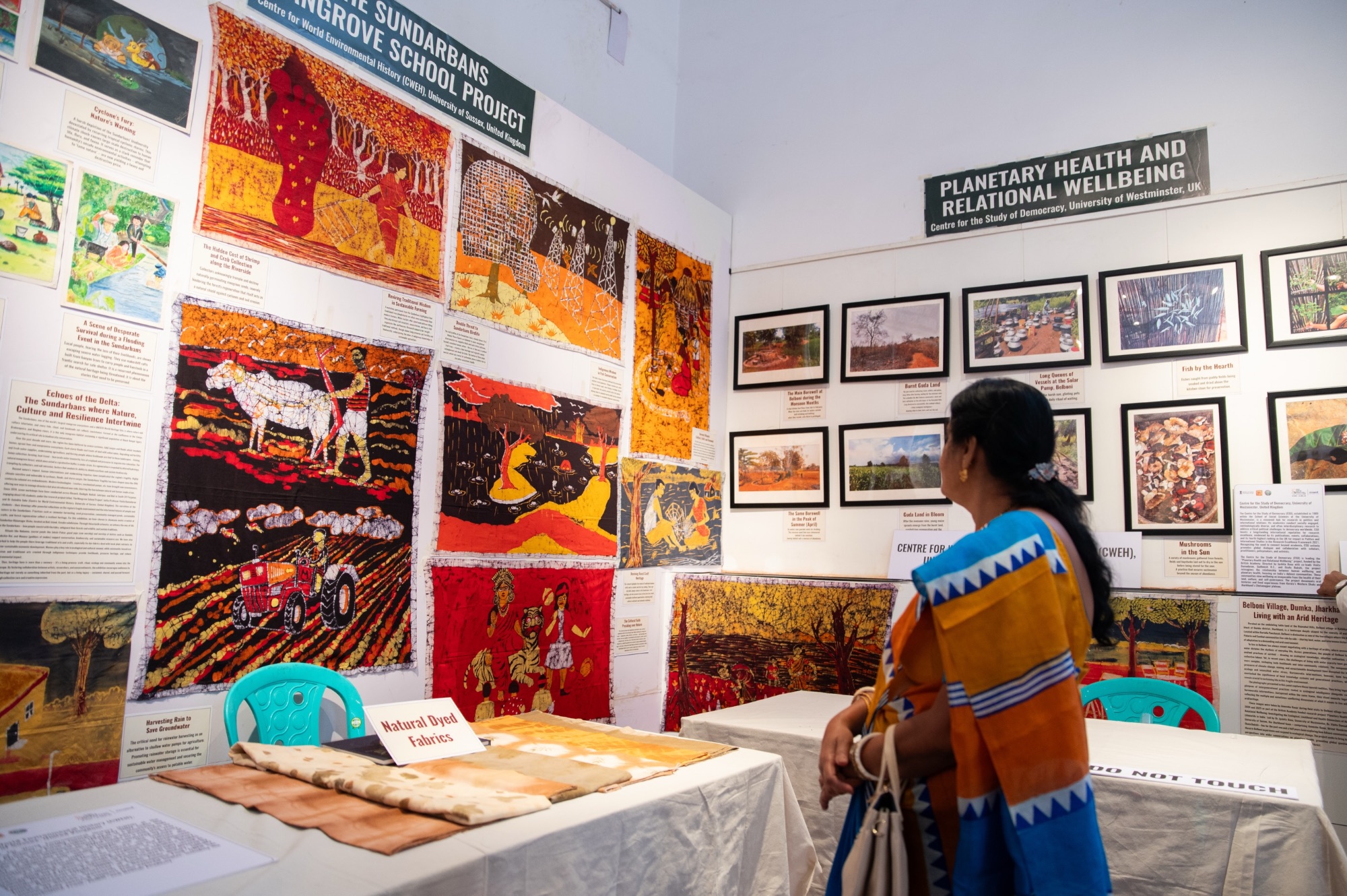 Kolkata Centre for Creativity — a visitor views a Sundarbans batik and photography exhibition